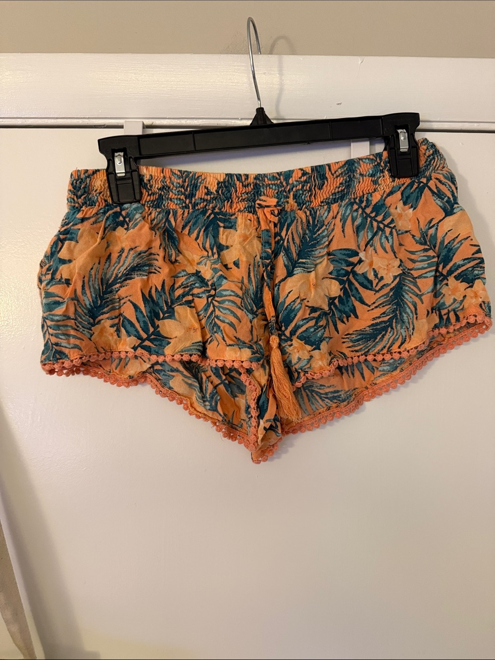 Billabong Teal and Orange Tropical High-Waist Shorts